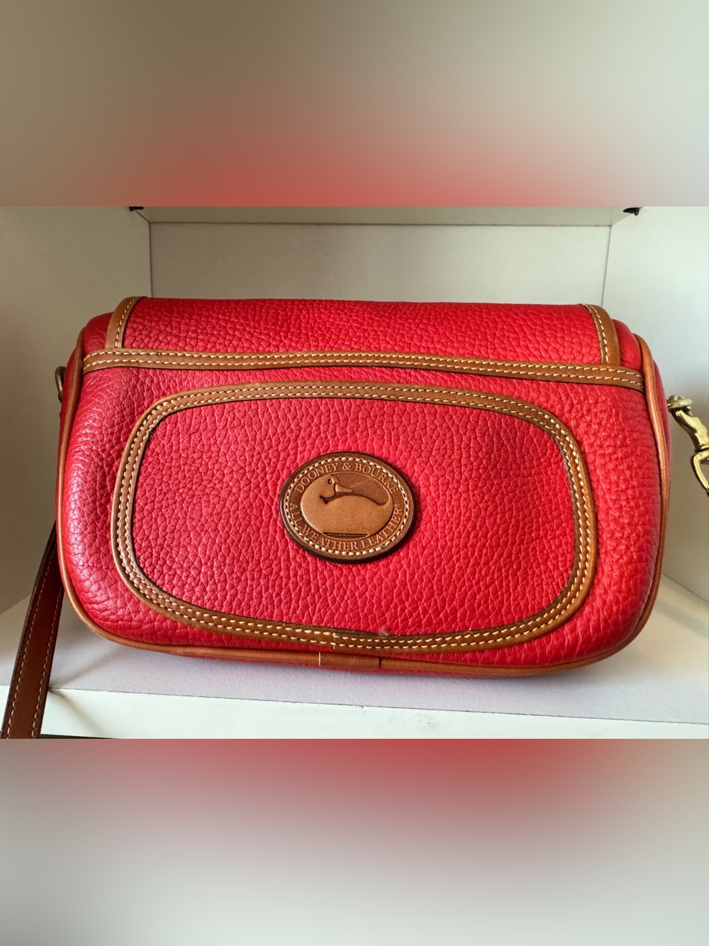 Vintage Dooney & Bourke Red All-Weather Leather Crossbody small bag